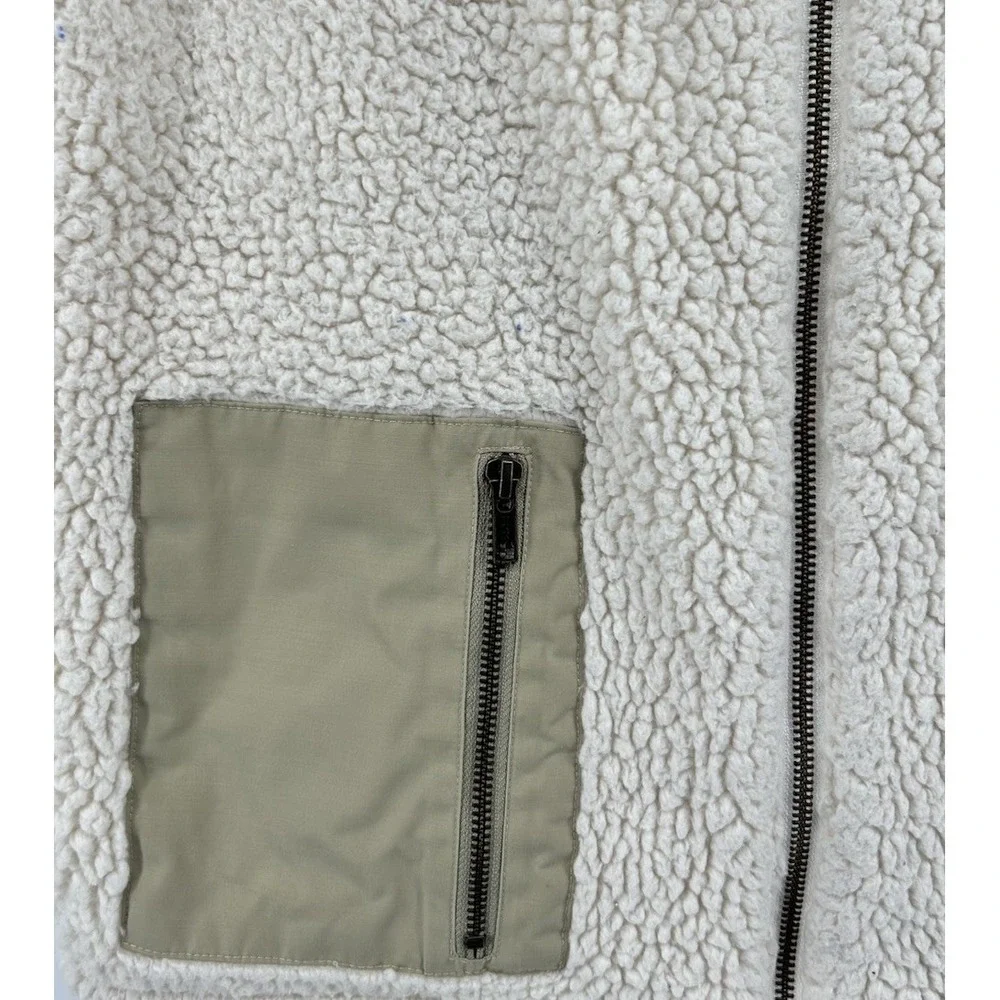Sperry Sherpa Fleece Best‎ Full Zip Front With Pockets Beige Women's Size Medium
